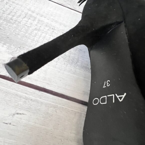 ALDO - Black Suede High Heel Booties - size US 7 - Picture 5 of 7